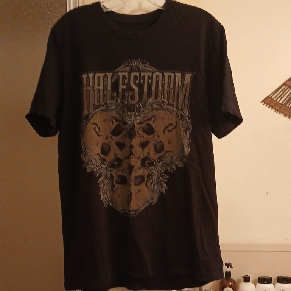 Halestorm USA Fall 2015 Black Skull Graphic‎ Concert Tee. Sz.L.